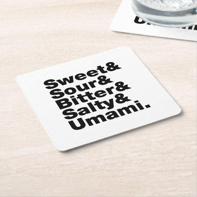 Dessous-de-verre Carré En Papier Cinq saveurs de base (Incliné)