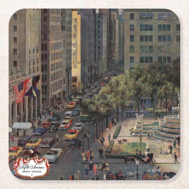 Dessous-de-verre Carré En Papier Cinquième avenue par John Falter (Devant)