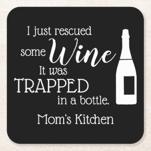 Dessous-de-verre Carré En Papier Citation personnalisée de maman amateur de vin drô