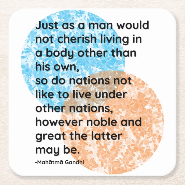 Dessous-de-verre Carré En Papier Citations de la nation Mahatma Gandhi (Devant)