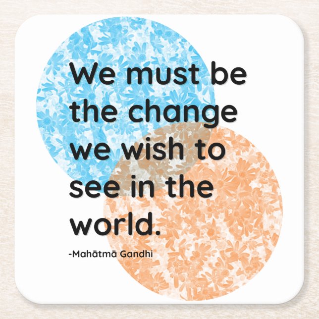 Dessous-de-verre Carré En Papier Citations Mahatma Gandhi Change (Devant)