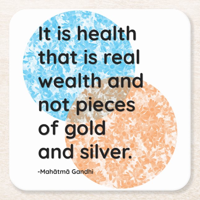 Dessous-de-verre Carré En Papier Citations Mahatma Gandhi Health (Devant)