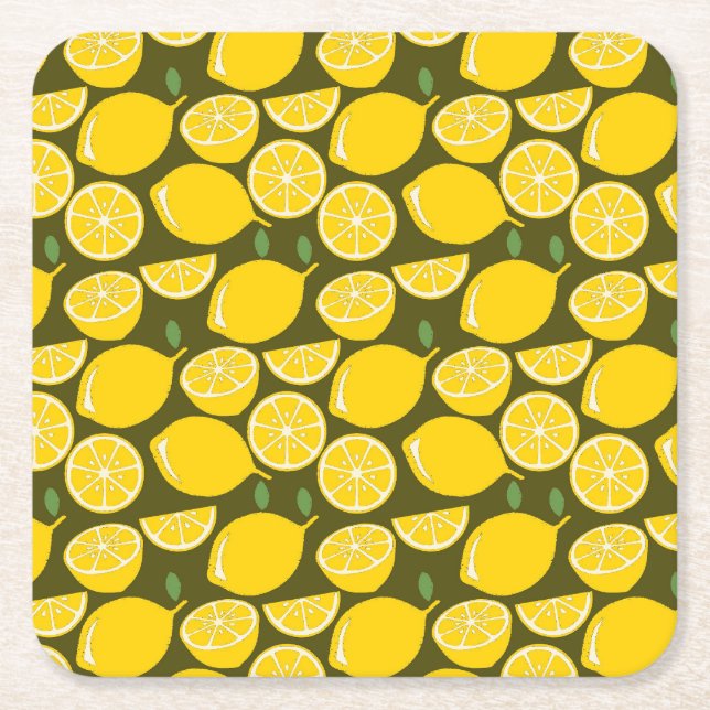 Dessous-de-verre Carré En Papier Citron Jaune Moderne Amusant mignon (Devant)
