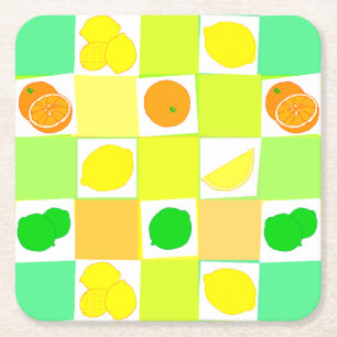Dessous-de-verre Carré En Papier Citron vert et oranges Dessous de verre aux fruits
