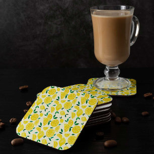 Dessous-de-verre Carré En Papier citrons d'aquarelle - jaune et vert