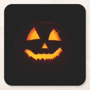Dessous-de-verre Carré En Papier Citrouille lumineuse Jack O Lantern