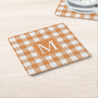 Dessous-de-verre Carré En Papier Citrouille personnalisé Orange En vichy Motif