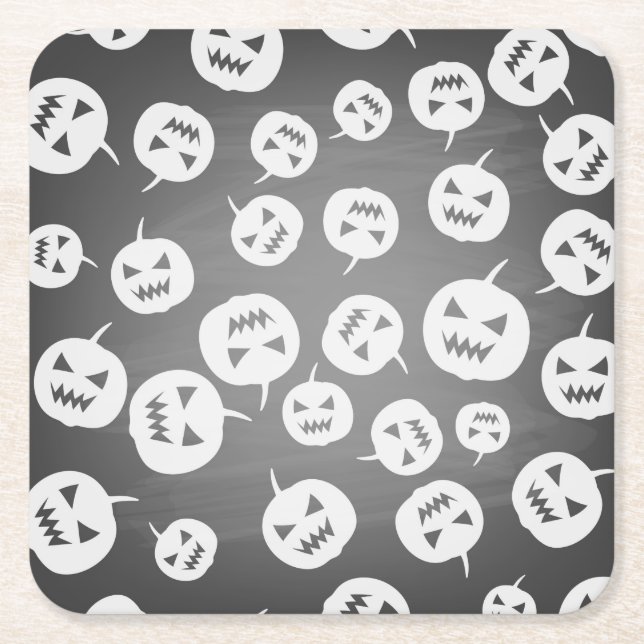 Dessous-de-verre Carré En Papier Citrouilles d'Halloween (Devant)