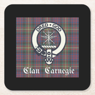 Dessous-de-verre Carré En Papier Clan Carnegie Crest Tartan