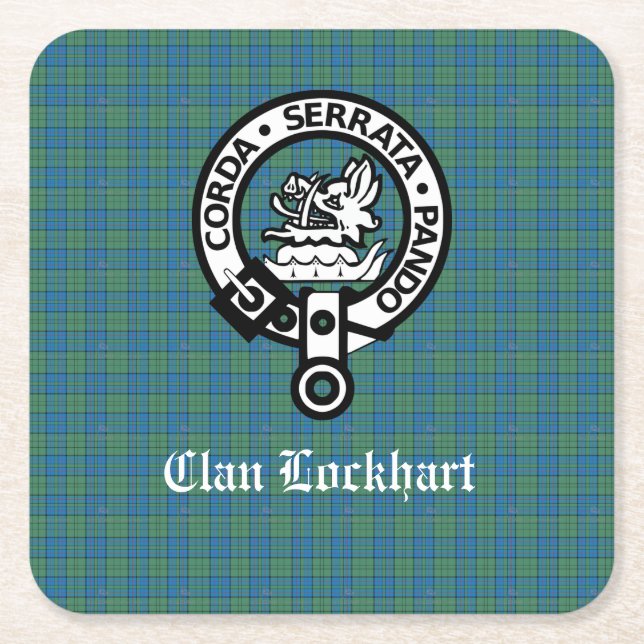 Dessous-de-verre Carré En Papier Clan Lockhart Crest Badge & Tartan (Devant)