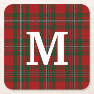 Dessous-de-verre Carré En Papier Clan MacGregor Tartan Plaid Monogrammé