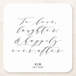 Dessous-de-verre Carré En Papier Classic To Love Rire Citation Mariage noir blanc