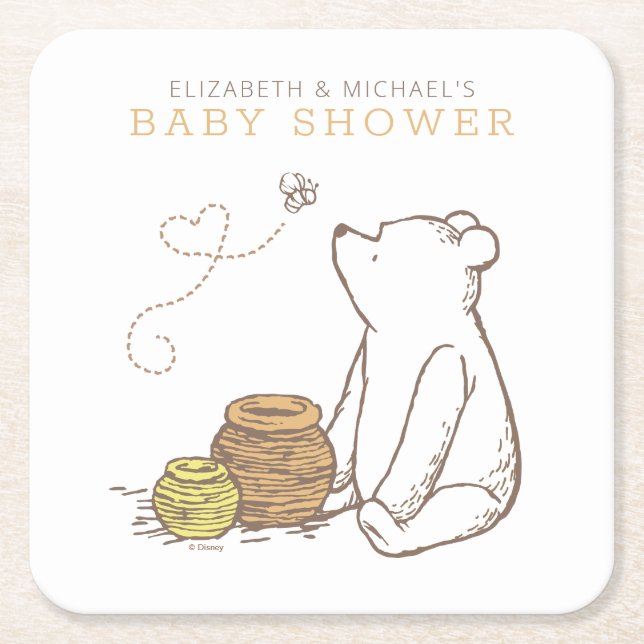 Dessous-de-verre Carré En Papier Classic Winnie le Baby shower Pooh (Devant)