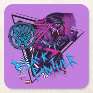 Dessous-de-verre Carré En Papier Classique Avengers   Neon Black Panther Graphic
