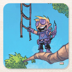 Dessous-de-verre Carré En Papier Classiques Avengers Mini Hawkeye dans l'arbre