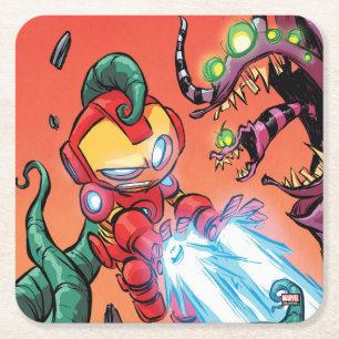 Dessous-de-verre Carré En Papier Classiques Avengers Mini Iron Man attaquant un m