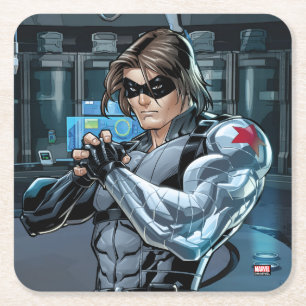 Dessous-de-verre Carré En Papier Classiques Avengers Winter Soldier tenant le poi