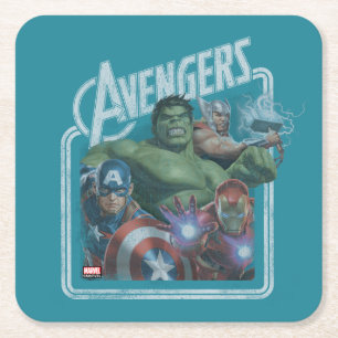 Dessous-de-verre Carré En Papier Classiques des Avengers Art Rétro des Avengers