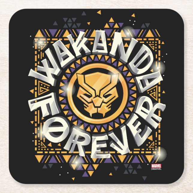 Dessous-de-verre Carré En Papier Classiques des Avengers | Graphique Golden Wakanda (Devant)