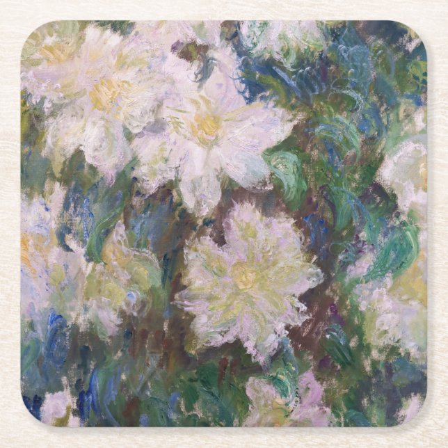 Dessous-de-verre Carré En Papier Claude Monet - Clematis blanc (Devant)