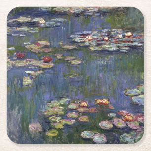 Dessous-de-verre Carré En Papier Claude Monet Impressionniste L'Eau Lillies Peintur