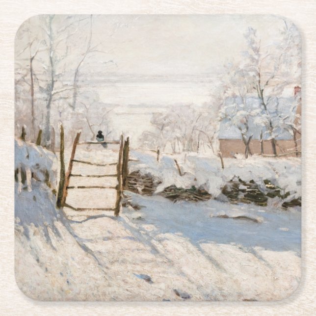 Dessous-de-verre Carré En Papier Claude Monet - Le Magpie (Devant)