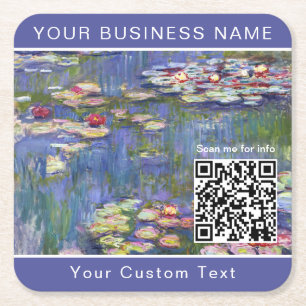 Dessous-de-verre Carré En Papier Claude Monet - Lys d'eau / Nympheas - Code QR
