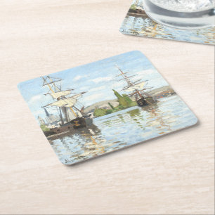 Dessous-de-verre Carré En Papier Claude Monet. Navires à cheval sur la Seine à Roue