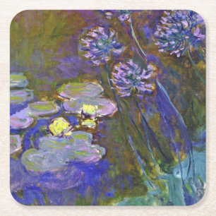 Dessous-de-verre Carré En Papier Claude Monet Nymphéas Agapanthes