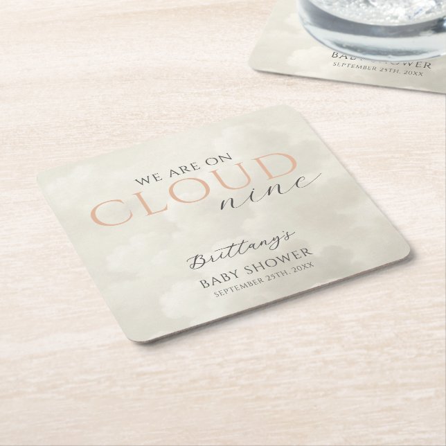 Dessous-de-verre Carré En Papier Cloud Neuf nuages blancs Baby shower (Incliné)