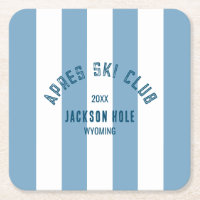 Club Apres Ski Retro Blue Cabana Rayure Soirée Ski