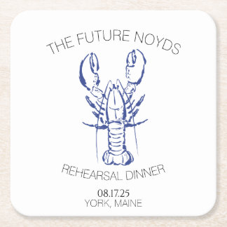 Dessous-de-verre Carré En Papier Coastal Lobster Wedding Rehearsal Dinner Sticker