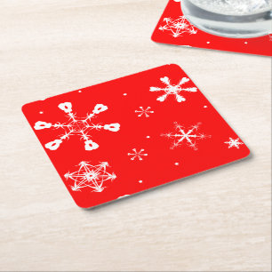 Dessous-de-verre Carré En Papier Coasters - Flocons de Neige - Noël
