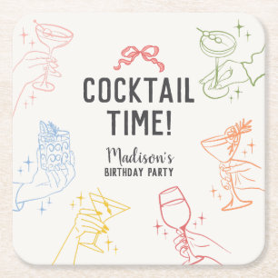 Dessous-de-verre Carré En Papier Cocktail coloré Fête Rétro Anniversaire