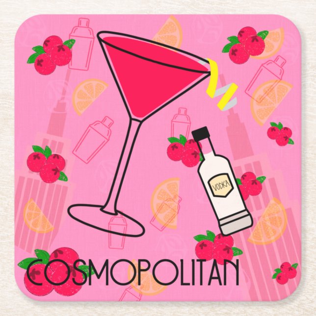 Dessous-de-verre Carré En Papier Cocktail cosmopolite (Devant)