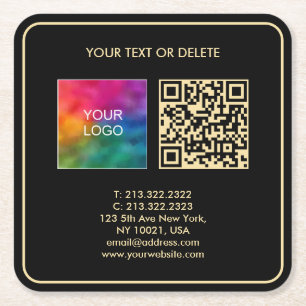 Dessous-de-verre Carré En Papier Code QR Modèle Black Gold