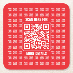 Dessous-de-verre Carré En Papier Code QR promotionnel (modifiable) avec Motif Logo