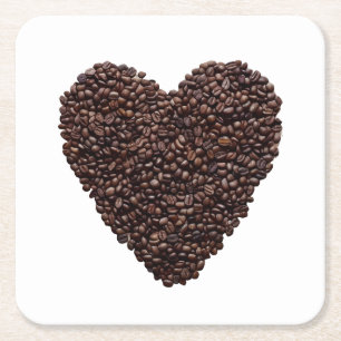 Dessous-de-verre Carré En Papier Coeur café