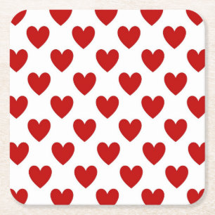 Dessous-de-verre Carré En Papier Coeurs de points Polka