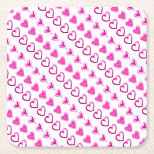 Dessous-de-verre Carré En Papier Coeurs roses Aimer Romantique Cute Sweet Heart Mot