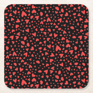 Dessous-de-verre Carré En Papier Coeurs rouges et baisers