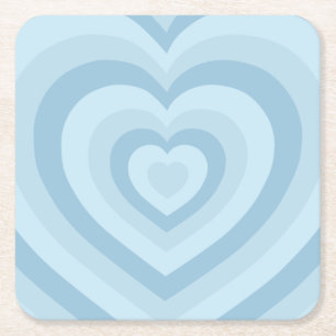 Dessous-de-verre Carré En Papier Coeurs Vintages rétro Bébé Bleu