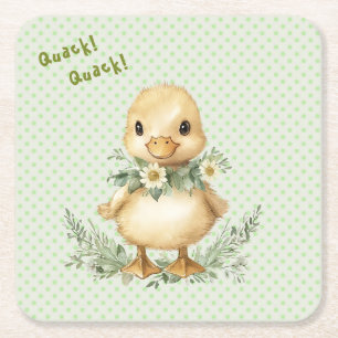 Dessous-de-verre Carré En Papier Coin coin ! dit le canard ! Baby Shower