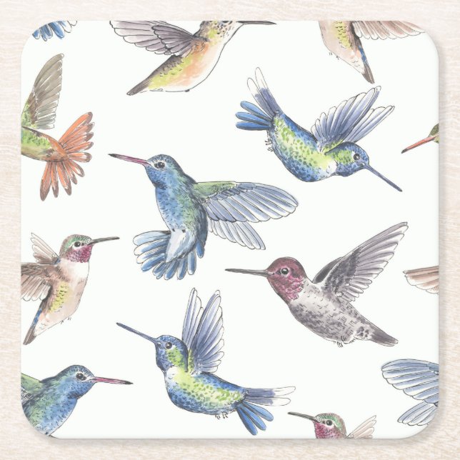 Dessous-de-verre Carré En Papier Colibri (Devant)
