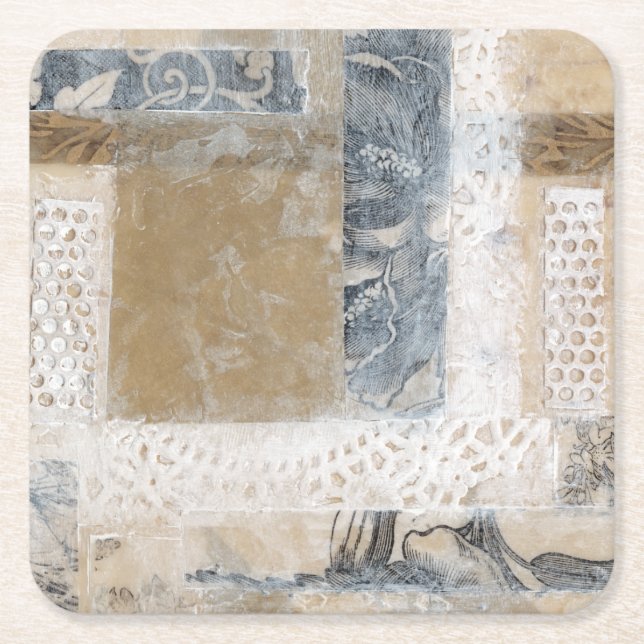 Dessous-de-verre Carré En Papier Collage de dentelle II (Devant)