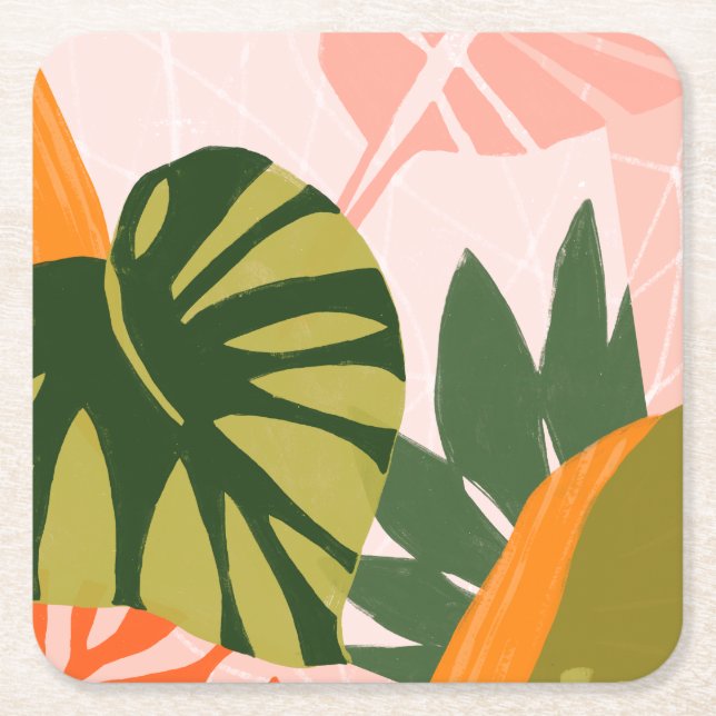 Dessous-de-verre Carré En Papier Collage Jungle I (Devant)