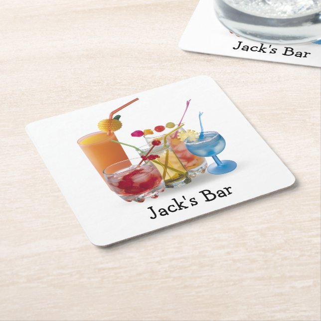 Dessous-de-verre Carré En Papier Collection Cocktails pour bar (Incliné)