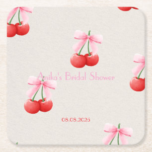 Dessous-de-verre Carré En Papier collection de baby shower rose cerise