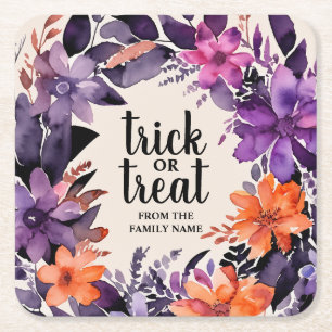 Dessous-de-verre Carré En Papier Collection de couronnes florales Halloween Spooky 