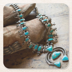 Dessous-de-verre Carré En Papier Collier à vendre, Père Noël Fe, Nouveau-Mexique